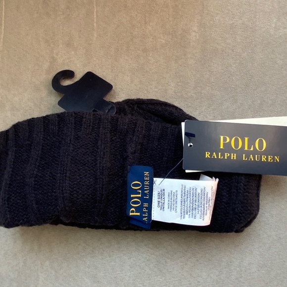 Polo Ralph Lauren Pony Men's Wool in Navy Blue Knit Hat Cuffed Beanie OS NWT - Picture 7 of 15